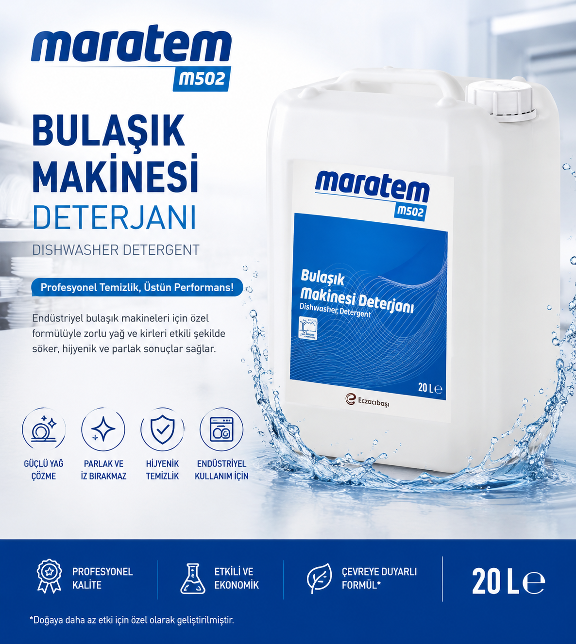 Maratem M502 Endüstriyel Bulaşık Makinesi Deterjanı 20L